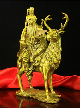 钓鱼坐像姜尚骑鹿拿打神鞭办公室