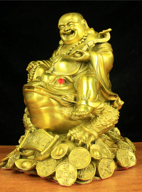 纯铜金蟾弥勒佛家居客厅工艺品