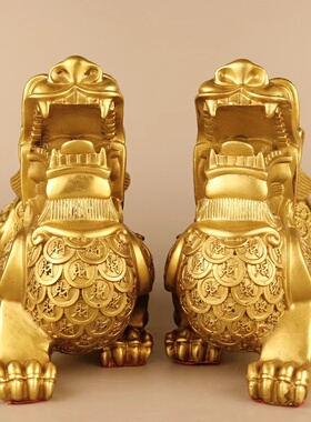 纯铜金钱貔貅摆件大号雌雄