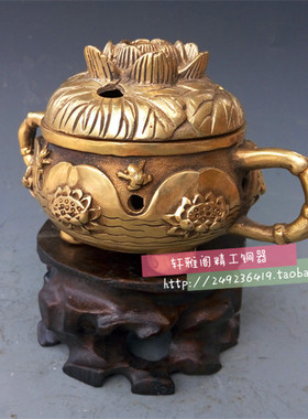 铜香炉纯铜盘香炉仿古熏香炉家用室内檀香炉供佛茶道香薰炉宣德炉