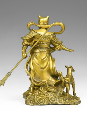 纯铜二郎神摆件黄铜杨戬铜像二郎真君铜像家居客厅工艺品摆件