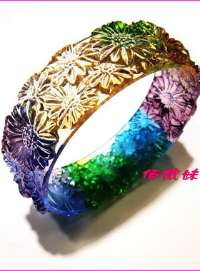 精雕古法琉璃五彩手镯