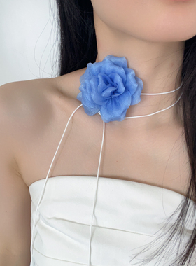 彩色多巴胺立体花朵项链颈带锁骨颈链度假脖子配饰系花腰带手腕花