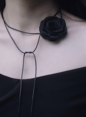超仙玫瑰花系带项链珍珠choker