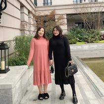 2-300 catty large code Fat mm Bottomed Fish Tail Skirt Autumn Winter Women Dress Korean Version Loose high collar knit sweater dress