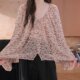 Retro ຂະຫນາດໃຫຍ່ຂະຫນາດ V-neck leopard ພິມ chiffon ເສື້ອຢືດສໍາລັບແມ່ຍິງ 2026 ໃຫມ່ lantern ສັ້ນ sleeve shirt ບາງສ່ວນເທິງປ້ອງກັນແສງແດດ