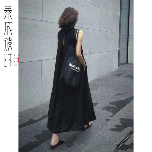 素衣彼时2609夏季女士赫本风连衣裙服装纸样法式无袖长裙裁剪样板 - 图1