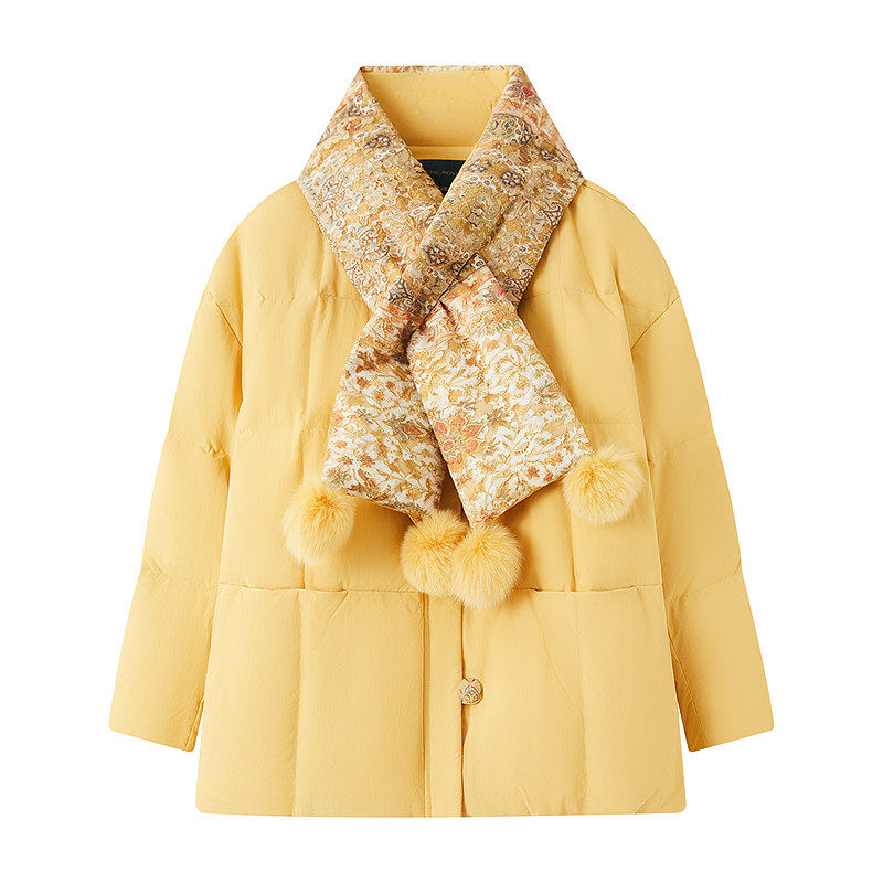 素衣彼时3721秋冬女羽绒服纸样都市休闲直筒圆领加围脖女外套样板,淘宝优惠券,粉丝福利购,淘宝优惠卷