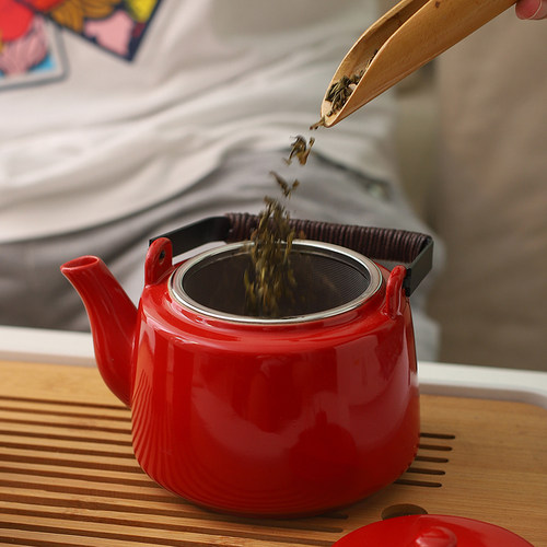 办公家用中式小号提梁茶具带过滤700ml泡茶壶陶瓷单壶茶楼瓷高端 - 图1