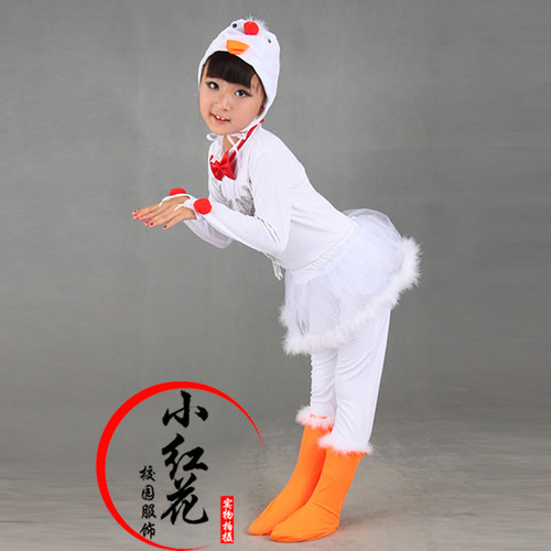 元旦咏鹅表演出服女儿童大白鹅向天歌舞蹈手偶套幼儿园发箍道具新 - 图1