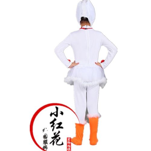 元旦咏鹅表演出服女儿童大白鹅向天歌舞蹈手偶套幼儿园发箍道具新 - 图3