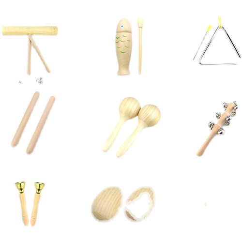 奥尔夫打击乐器三角铁响板幼儿园儿童音乐教具沙锤铃鼓双响筒碰铃-图3