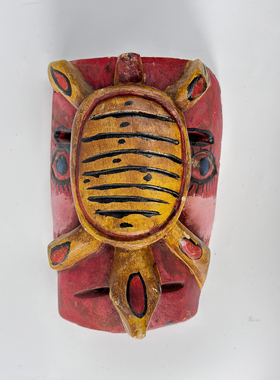 墨西哥手工传统木雕乌龟人物面具手工上色装饰摆件传统节日礼物