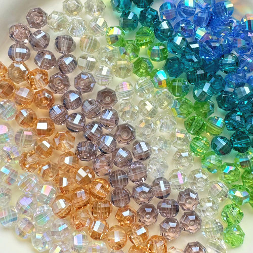 8mm高亮镀彩切面西瓜珠手链项链水晶玻璃串珠散珠手工DIY装饰配件 - 图0