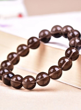 天然黑曜石手链 冰种天然黑曜石圆珠手链 冰耀石手链