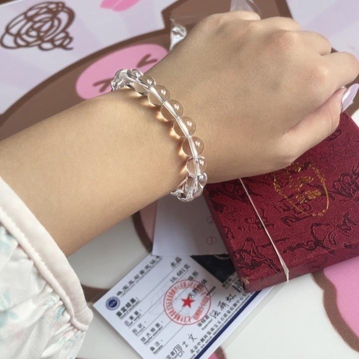 【双A品质/净体】白水晶手链 单圈天然白水晶手串 白水晶圆珠手链 - 图3