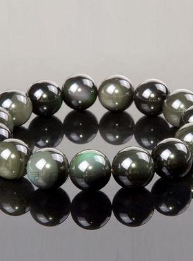 天然男女款彩虹眼黑曜石单圈手串