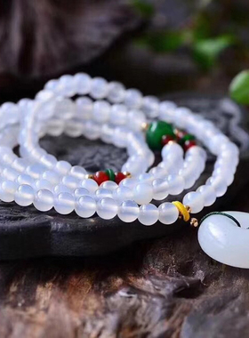 天然平安扣手串白玛瑙