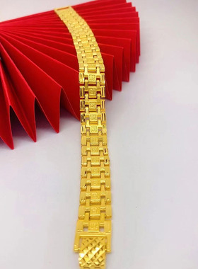 无男合金无复古好真沙金手链男