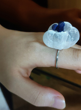 日系首饰系列欧根纱可爱超仙小众泡泡花梦幻小花开口戒指小清新