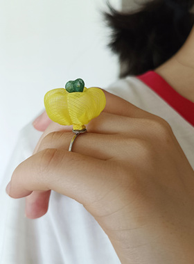 日系首饰系列欧根纱可爱超仙小众泡泡花雏菊开口戒指清新显白百搭