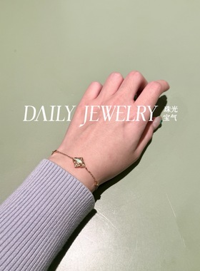 天然水晶澳洲欧泊手链银镀18k金女生的礼物圣诞节限定