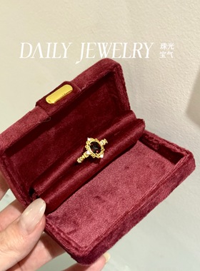 中古vintage款天然红宝尖晶石戒指配件S925纯银镀18k金（带证书）