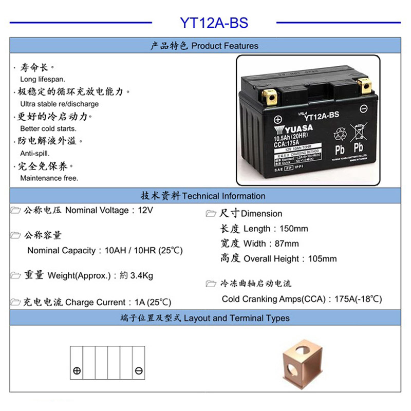 汤浅YTX9BS川崎Ninja400 Z400忍者Z250 J300原装摩托车电瓶蓄电池