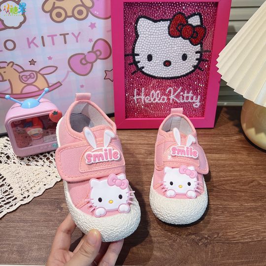 儿童幼儿园室内鞋女孩宝宝粉色入园鞋女童轻便帆布鞋软底防滑女宝