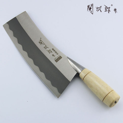 台湾关次郎作不锈钢方头天台街头寒山款家用菜刀菜肉熟食切片刀 - 图0
