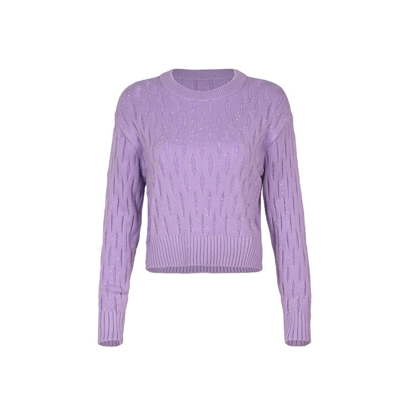 2025冬季新品百丝慵懒松弛感圆领针织衫内搭可外穿套头长袖上衣女 - 图3