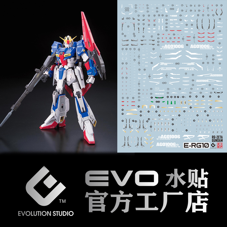 包邮 EVO RG 10可用于万代 RG Z高达 ZETA 1/144荧光水贴-图0