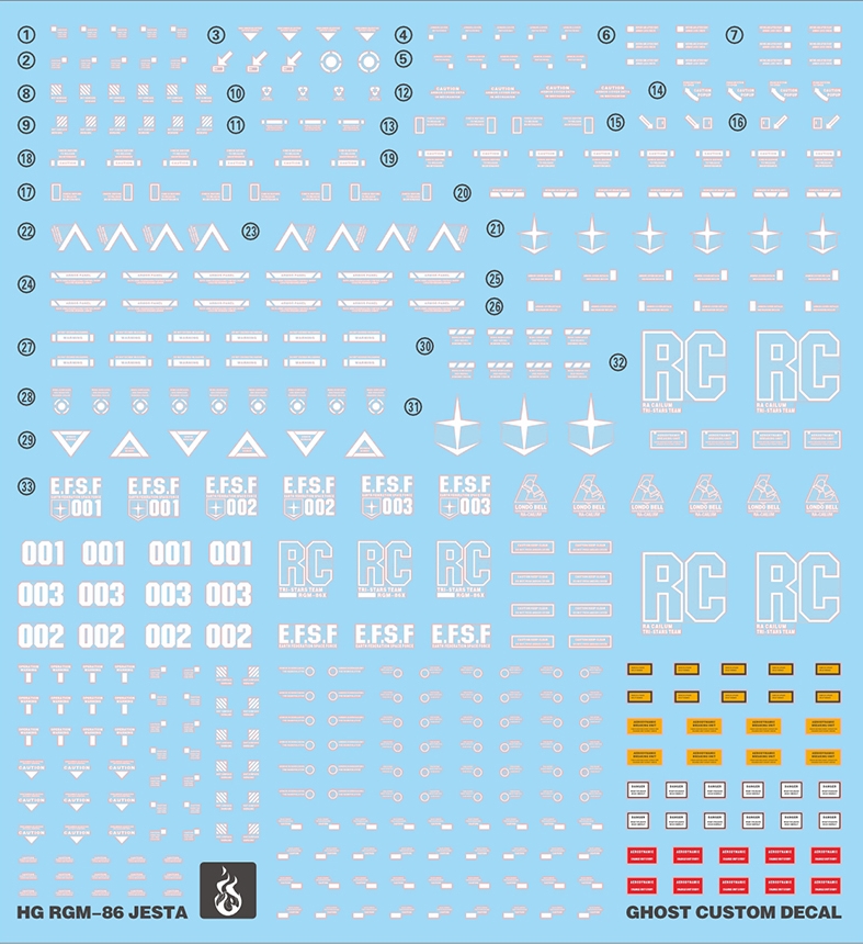 包邮炎 GHOST版 HG RGM-96X杰斯塔加农型(毒蝎子)荧光水贴-图0