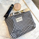 Large capacity portable black and white plaid zipper makeup bag