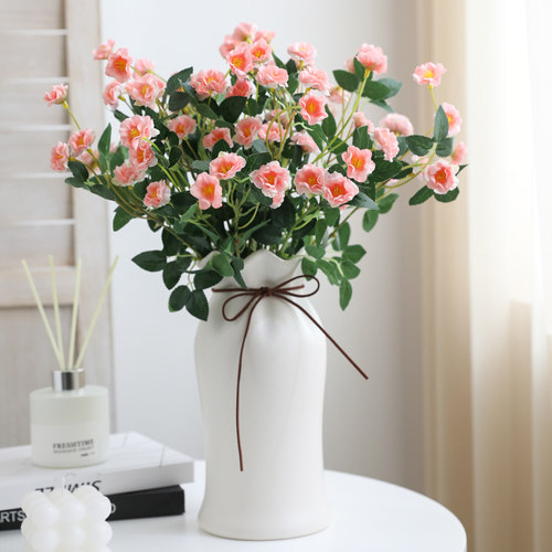 蔷薇仿真花小玫瑰假花花束客厅餐桌摆件花篮装饰室内月季绢花塑料 - 图1