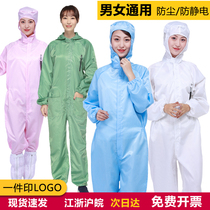 Dust-free clothes Antistatic conjoined full body workwear Protective workshop Factory Blue and white purifying spray paint to clean men and women