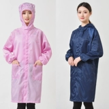 Антистатическое платье с капюшоном, длинная пылепроницаемая одежда Электронная фабрика, без пыли для рабочей одежды для мужчин и женщин, синяя и белая мастерская