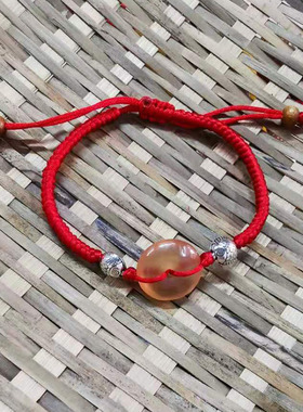 纯银婴儿纯银天然鱼骨平安扣手链