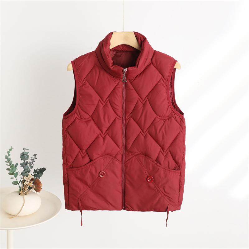 Down cotton vest for women in autumn and winter, middle-aged mother's loose short vest for outer wear, warm little man's jacket