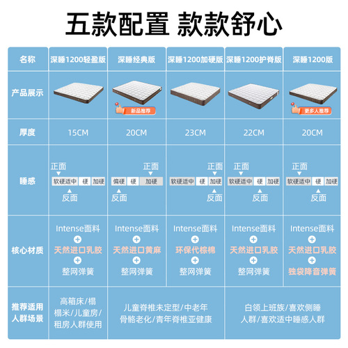 雅兰乳胶床垫独立弹簧软硬舒适家用席梦思黄麻护脊硬垫深睡1200