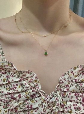 925纯银碧玉项链女款轻奢小众高级设计感锁骨链2025新款爆款气质