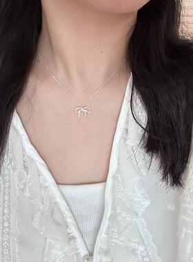 S925纯银不规则蝴蝶结项链女简约高级感东大门ins风颈链2025新款