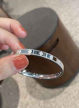 925纯银四叶花万花筒手镯女款高级感银镯子轻奢小众手链2025新款