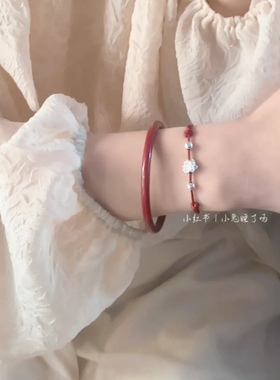 好运莲莲新中式莲花手链女生2024年新款转运闺蜜编织红手绳高颜值