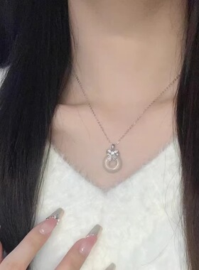 925纯银蝴蝶结平安扣项链2024新