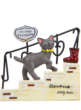 卡通创意立体树脂韩版猫咪楼梯铁艺围栏园艺多肉花插插件居家装饰