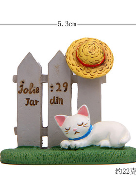 卡通创意立体树脂草皮栅栏猫咪帽子园艺多肉花插插件居家装饰