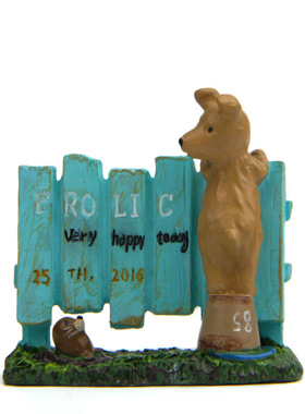 卡通创意立体树脂小狗栅栏海狮园艺园艺多肉花插插件居家装饰