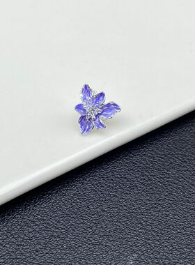 保色彩蓝色花朵通孔隔珠DIY饰品