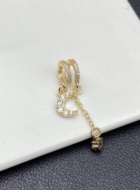 DIY饰品配件月亮提溜水晶文玩手